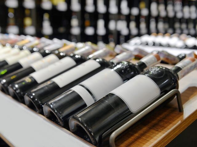 blank labels on wine bottles