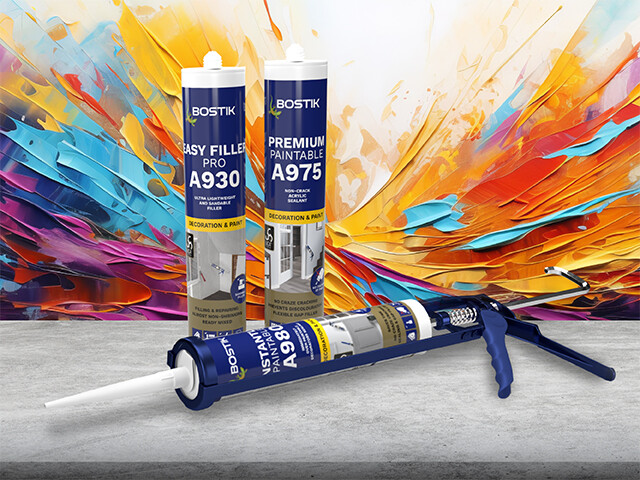 paintable sealants range with four cartridges and a caulkgun