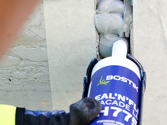 Hybrid Sealant being applied to the outside of a building