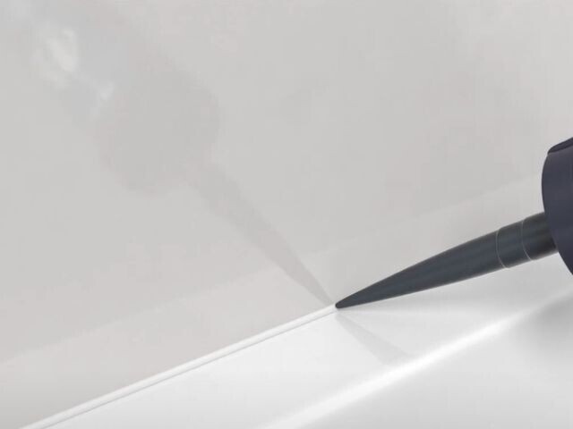 cartridge nozzle applying a line of sanitary sealant