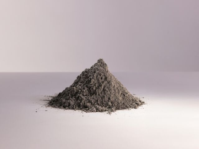 Pile of grey powder for floor levelling compound