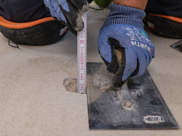 Measuring depth of damage in a concrete floor