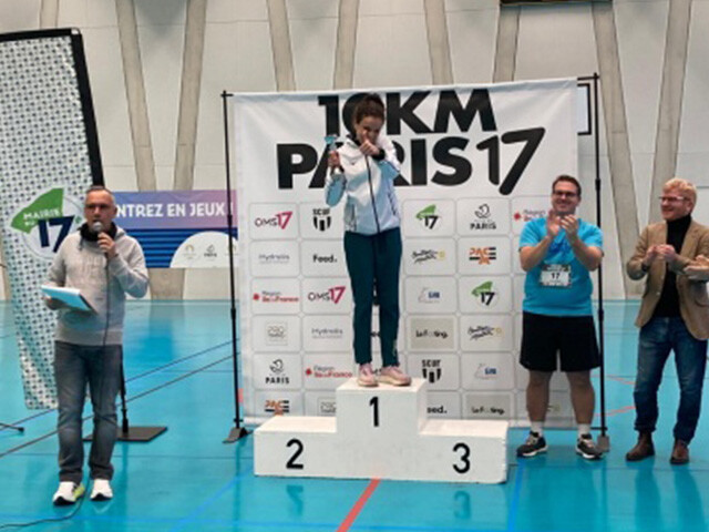Kahina finishes number one with trophy on a podium