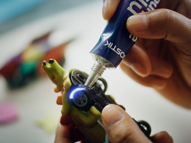 Repairing toy car with Bostik glue