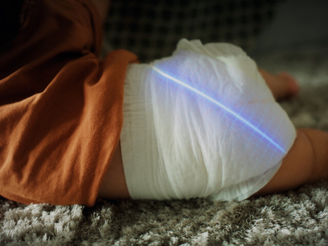 baby in diaper with bostik technology