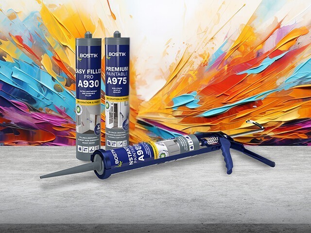 paintable sealants range with four cartridges and a caulkgun 