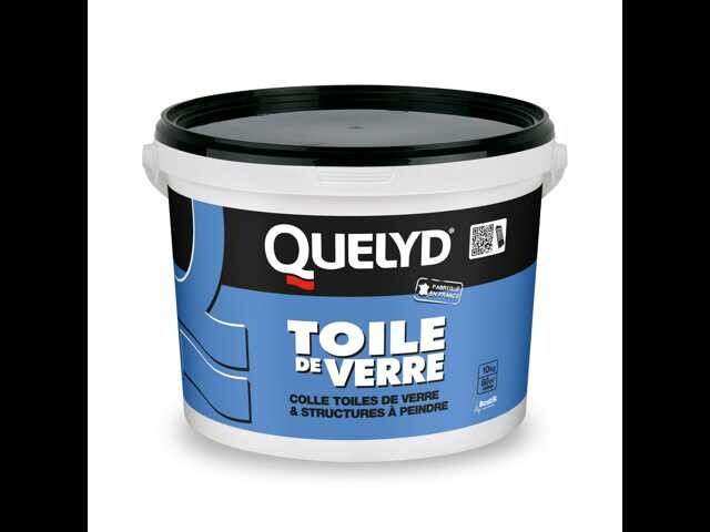 Quelyd Colle Toiles de Verre – Colle Fibres de Verre Prête à l'Emploi –  Tous Supports Muraux – Toutes Pièces dont Cuisines et Salles de Bain – Sans