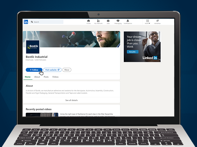 LinkedIn Bostik-Seite zu Industrieklebstoffen