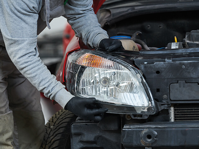 instant repair and replacement of a car headlight
